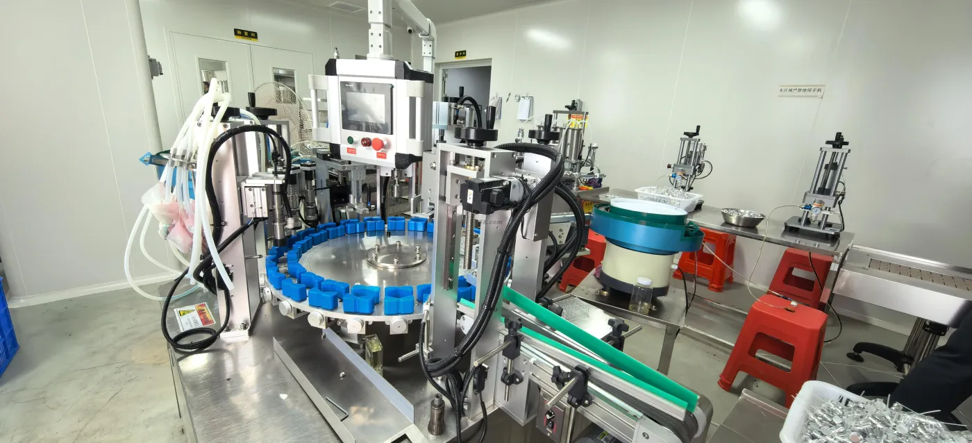 Perfume filling and component assembly equipment inside the AROMAMATRIX factory